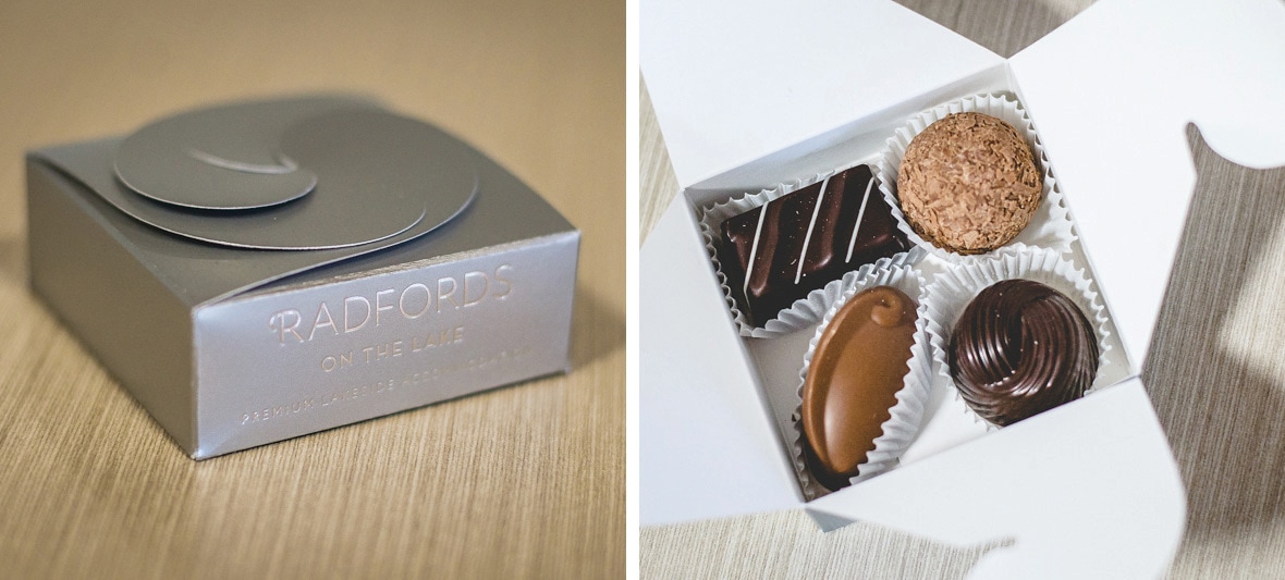 Box of chocolates in grey decorative box